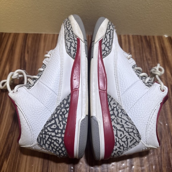 Nike Air Jordan 3 Retro Shoes Kids Size 3Y White Cardinal Red AJ3 429487-126 - Picture 8 of 10